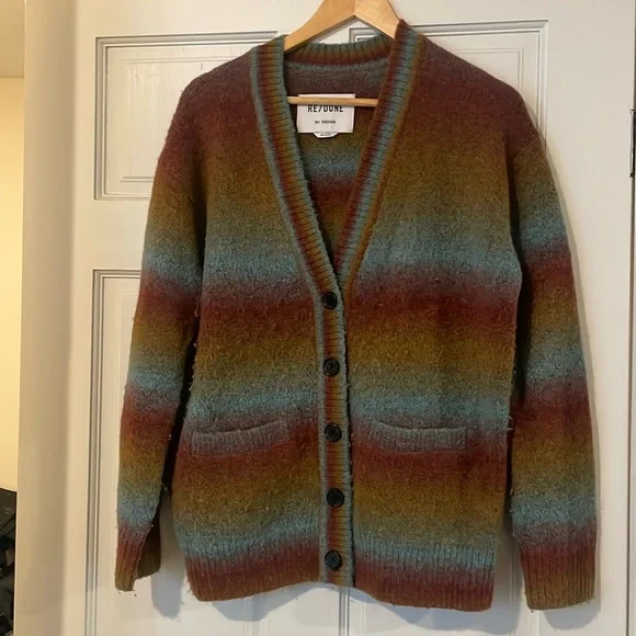 Re/Done Earthy Tones Striped Cardigan - Picture 1 of 6